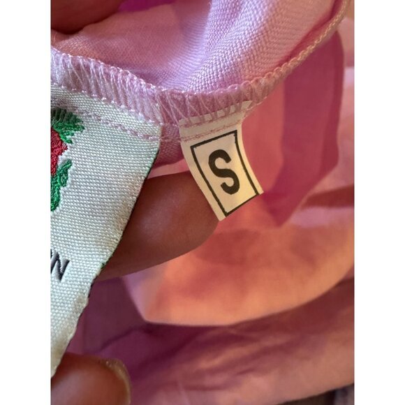 Fanm Mon x Andie Dress Women Small Pink Linen Embroidered The Kepez Kaftan Maxi - Picture 15 of 15